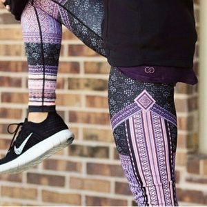 CALIA Women's Warm Printed Cold Weather Tights in pieced stripe Medium